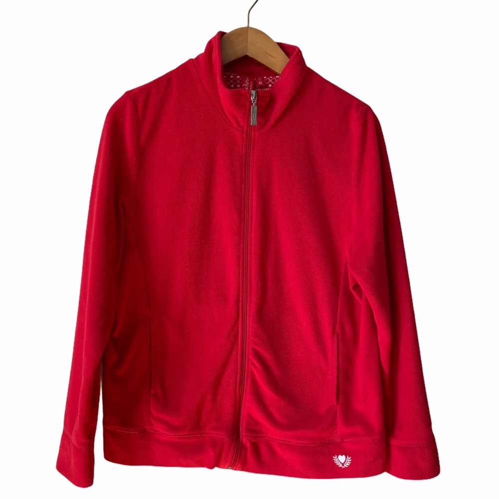 Jasmine Rose Women’s Front Zipper Red Fleece Medium